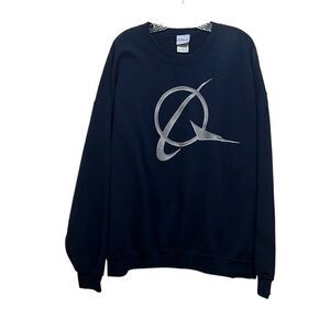 Bowling sweatshirt pullover navy silver cotton blend 2XL